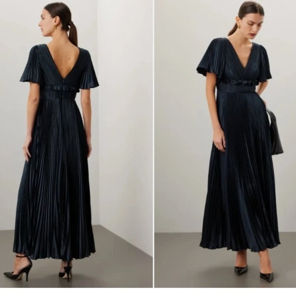 Amur Suze‎ Gown Dress Short-Sleeve Pleated